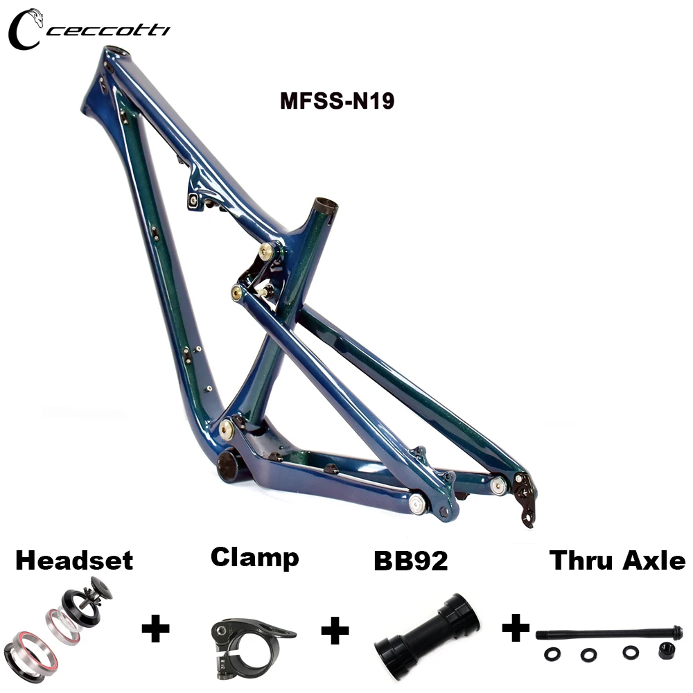 

Order Chameleon Color 27.5er Suspension MTB Frame T1000 Full Carbon Frameset Size 16.5inch BB92