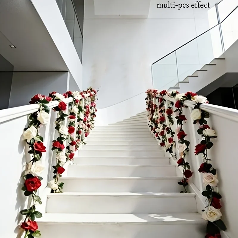 Bunte künstliche Rosengirlanden, ideal für Hochzeitsbögen, Gartenschaukeln, Treppen, Zaun-Dekoration, Innen- und Außenanwendungen. – Detail 7