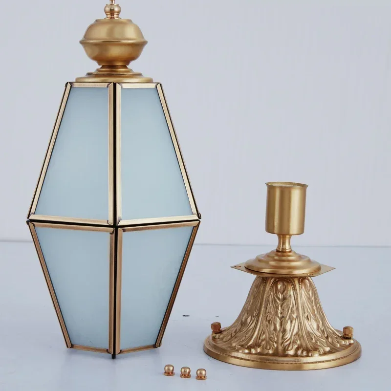 TechHPGate Landscape Pillar Lamp Full Copper Courtyard Copper Lamp Villa Outdoor Waterproof European Villa Garden