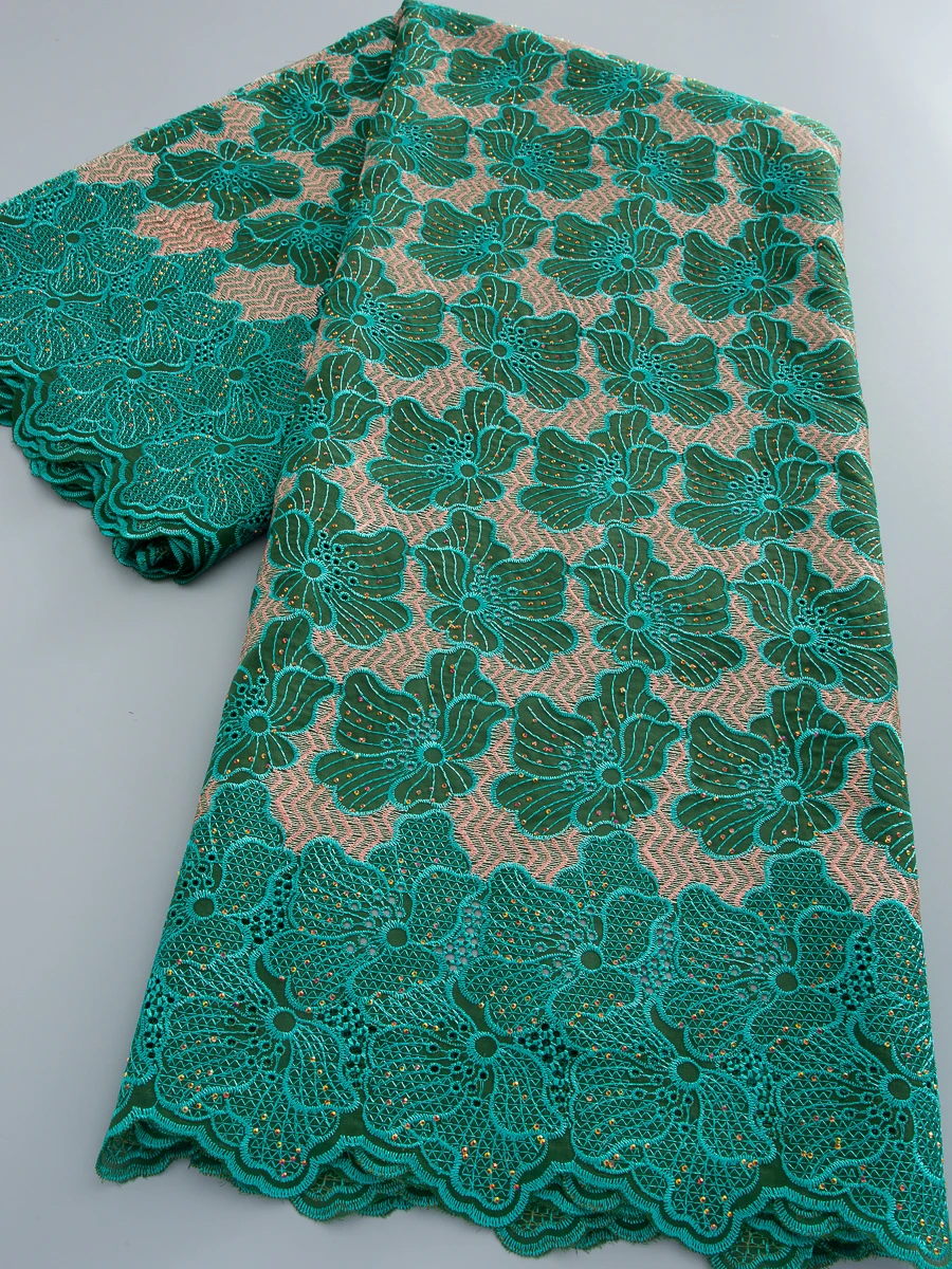 

Африканское хлопковое кружево с камнями 2026, нигерийское французское швейцарское кружево-вуаль с камнями для вечерних платьев, 5 ярдов