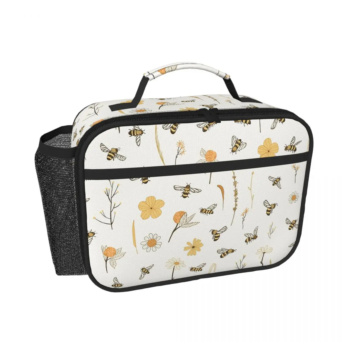 Bee And Flowers Insulated Lunch Bag for Women Children Leakproof Food Boxes Thermal Lunch Box Tote