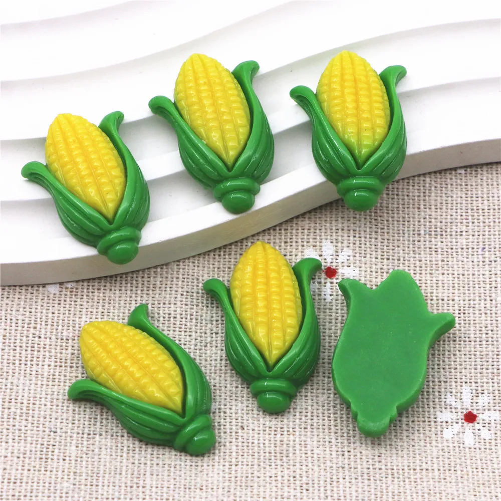 10pcs Kawaii Simulation Food Resin Corn Flatback Cabochon DIY Decorative Craft Scrapbooking Accessories