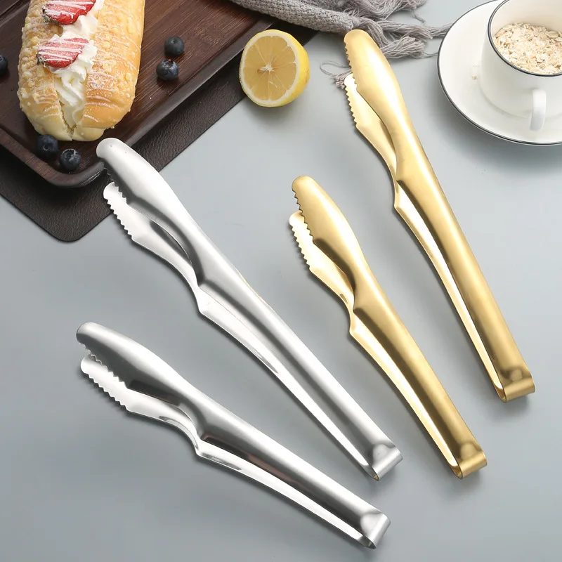 Stainless Steel Kitchen Utility Tongs Heavy Duty Serving Tong  Grill Clamp Beefsteak Clip  for Cooking, BBQ, Meat, Salad, Ice