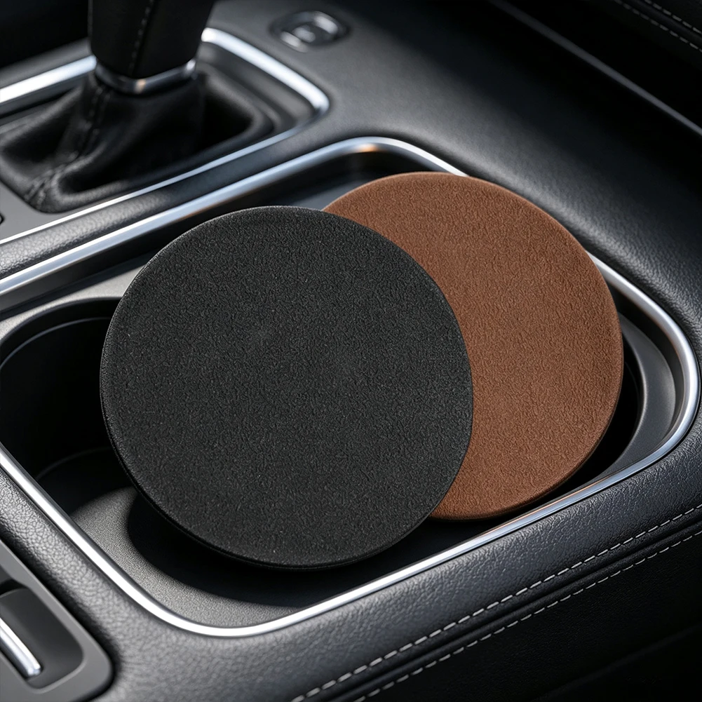 2Pcs Car Anti-Slip Leather Coaster Universal Vehicle Cup Mat Accessories For Lexus F SPORT RX350 ES350 NX350 IS350 UX250 LS500