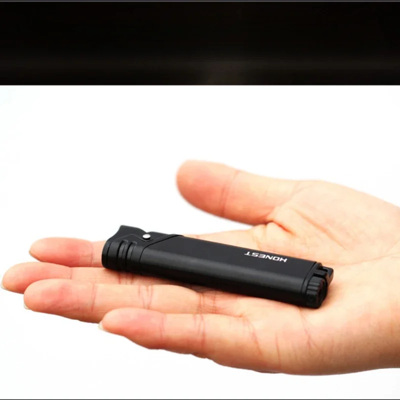 New Metal Ultra Thin Slender Jet Torch Straight Gas Charged Windproof Inflatable Butane Lighter Metal Blue Flame Fashion Gift