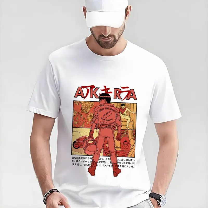 Akira Cyberpunk City Explosion Gift T‑Shirt Katsuhiro Otomo Retro Manga Shotaro Kaneda Neo‑Tokyo Anime Print Short Sleeve Tops