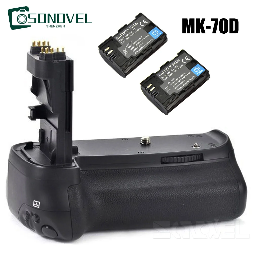 

MK-70D Vertical Battery Grip Holder with 2x LP-E6 Battery For Canon EOS 70D 80D DSLR Camera as BG-E14