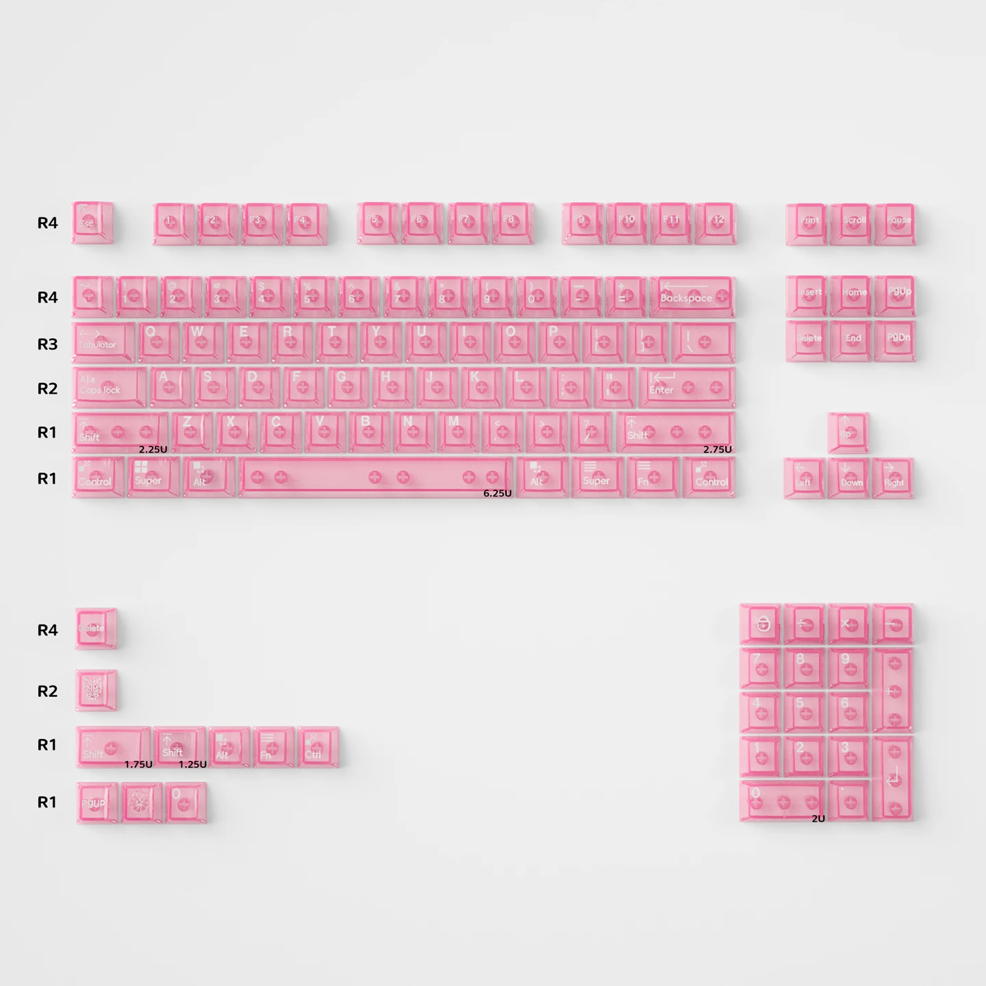 

Pink Transparent Keycaps Cherry Profile UV pad print PC Keycaps For Mx Switch Mechanical Keyboard Key caps GMK67