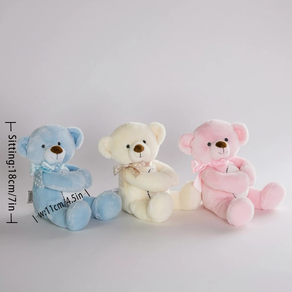 Stuffed Soft Toy Baby Teddy Bear Vase Huger Pink / Blue / Ivory, 10\