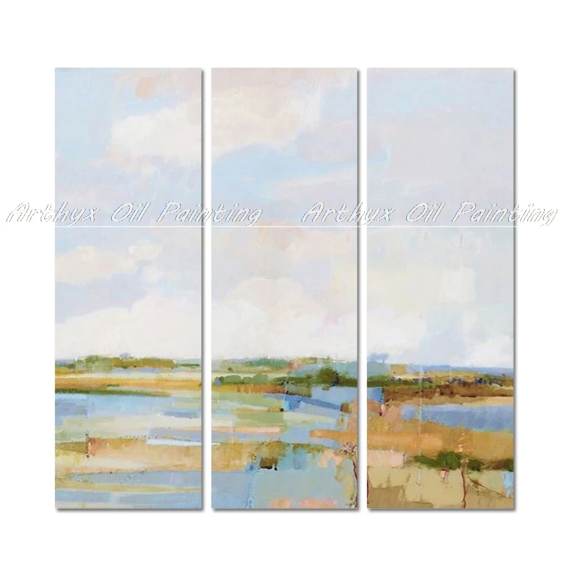 

Arthyx 3Pcs Wall Art Modern Abstract Pastoral Scenery Landscape Hand Painted Canvas,Oil Painting For Living Room,Home Decoration