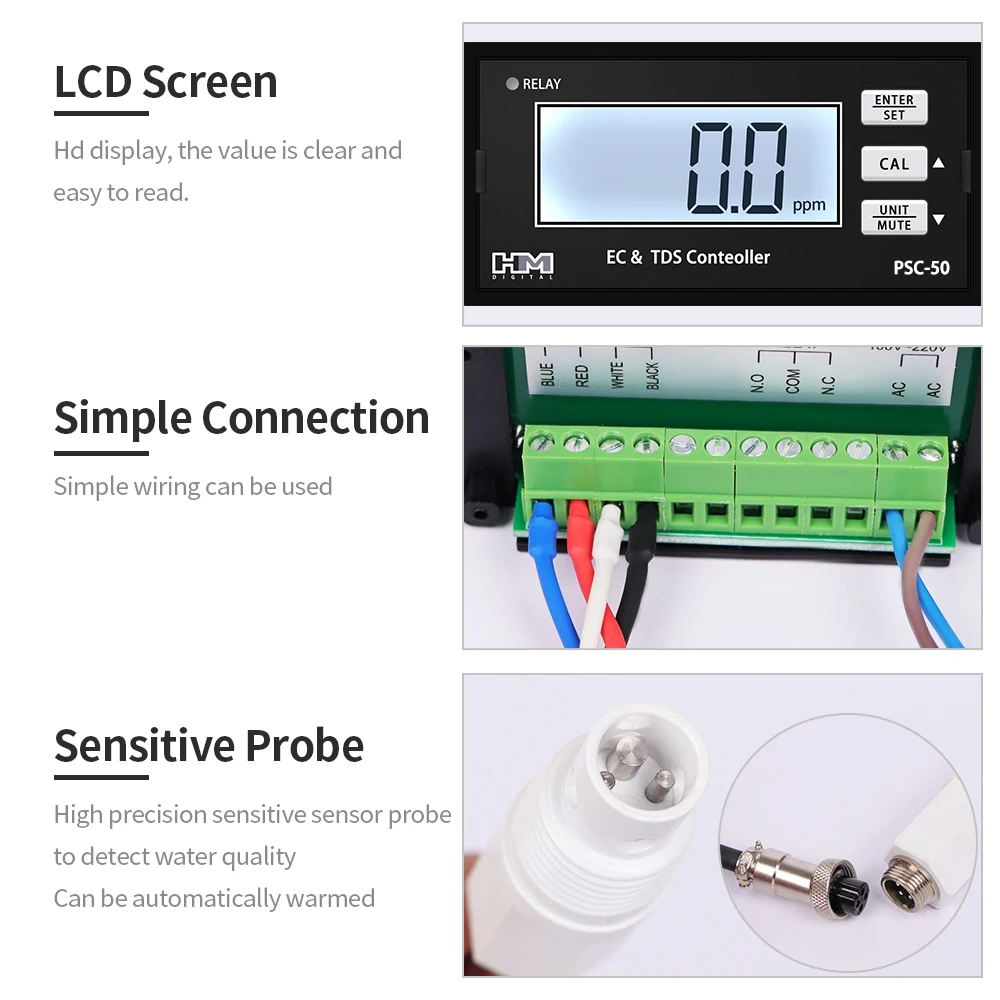 EC & TDS Controller Online Conductivity Meter TDS Tester Industrial Water Treatment Conductivity EC TDS Controller Tester