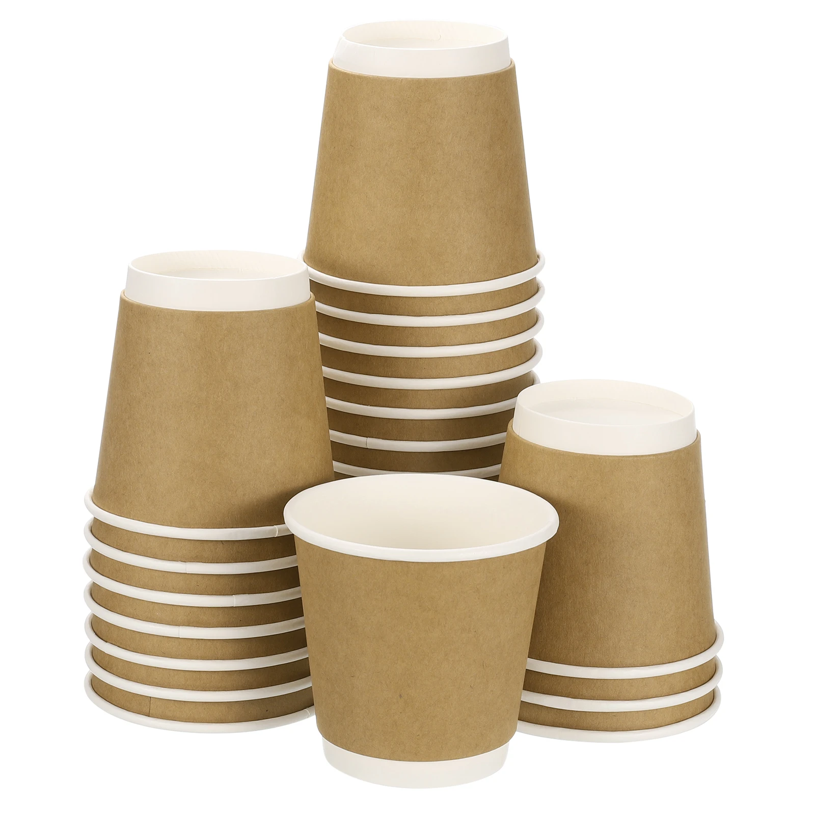 

50pcs Disposable Kraft Paper Coffee Cups 270ml-700ml Double-Layer Hot/Cold Cups for Water Milk Juice for Party Picnic Travel