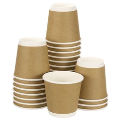 50pcs Disposable Kraft Paper Coffee Cups 270ml-700ml Double-Layer Hot/Cold Cups for Water Milk Juice for Party Picnic Travel