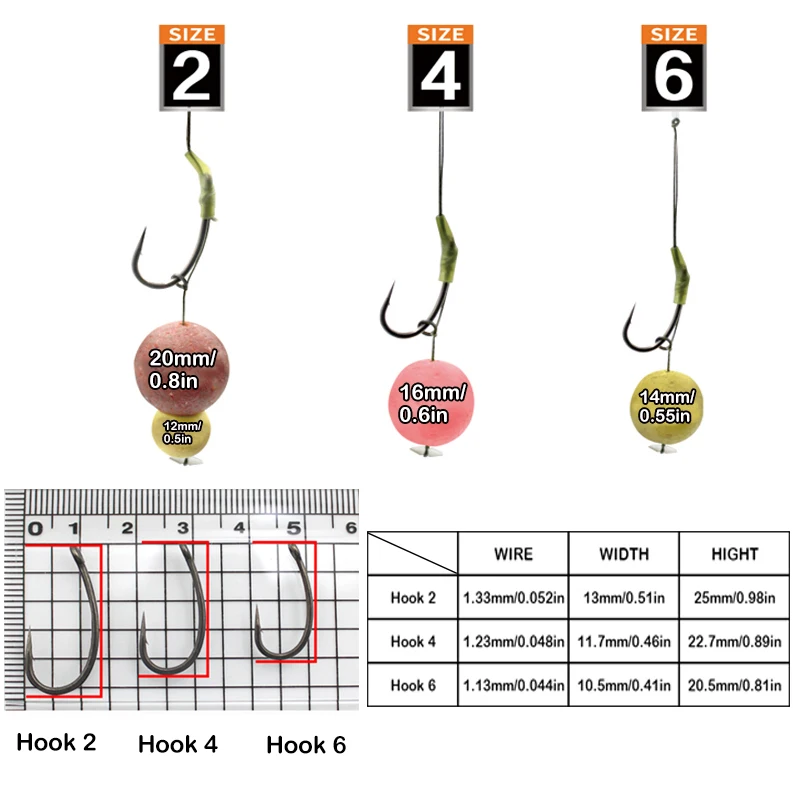 3pcs Carp Fishing Loop Rig 35lb/15.9kg Ready-Tied Soft Hook Link sections Curve Shank Hook Size 2 4 6  For Carp Fishing Tackle