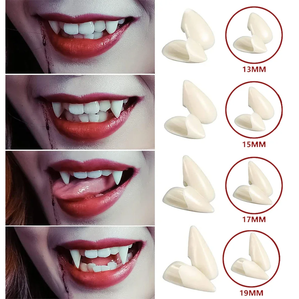 1/2 Paar gefälschte Vampirzähne Kostüm Cosplay Halloween Horror Vampir gefälschte Reißzähne für Erwachsene Kinder Halloween Party Requisiten Zubehör – Detail 4