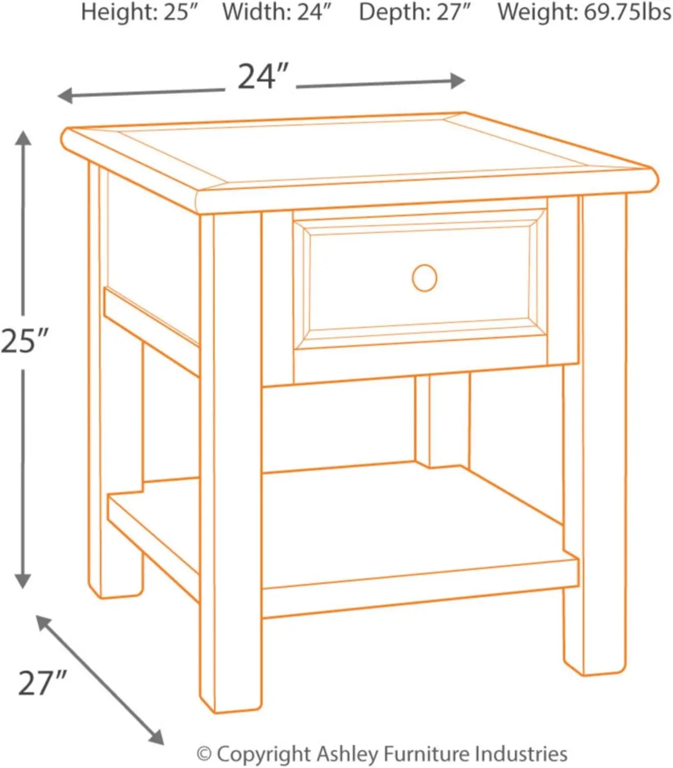 Design by Ashley Bolanburg Farmhouse Square Two Tone End Table, Antique Cream