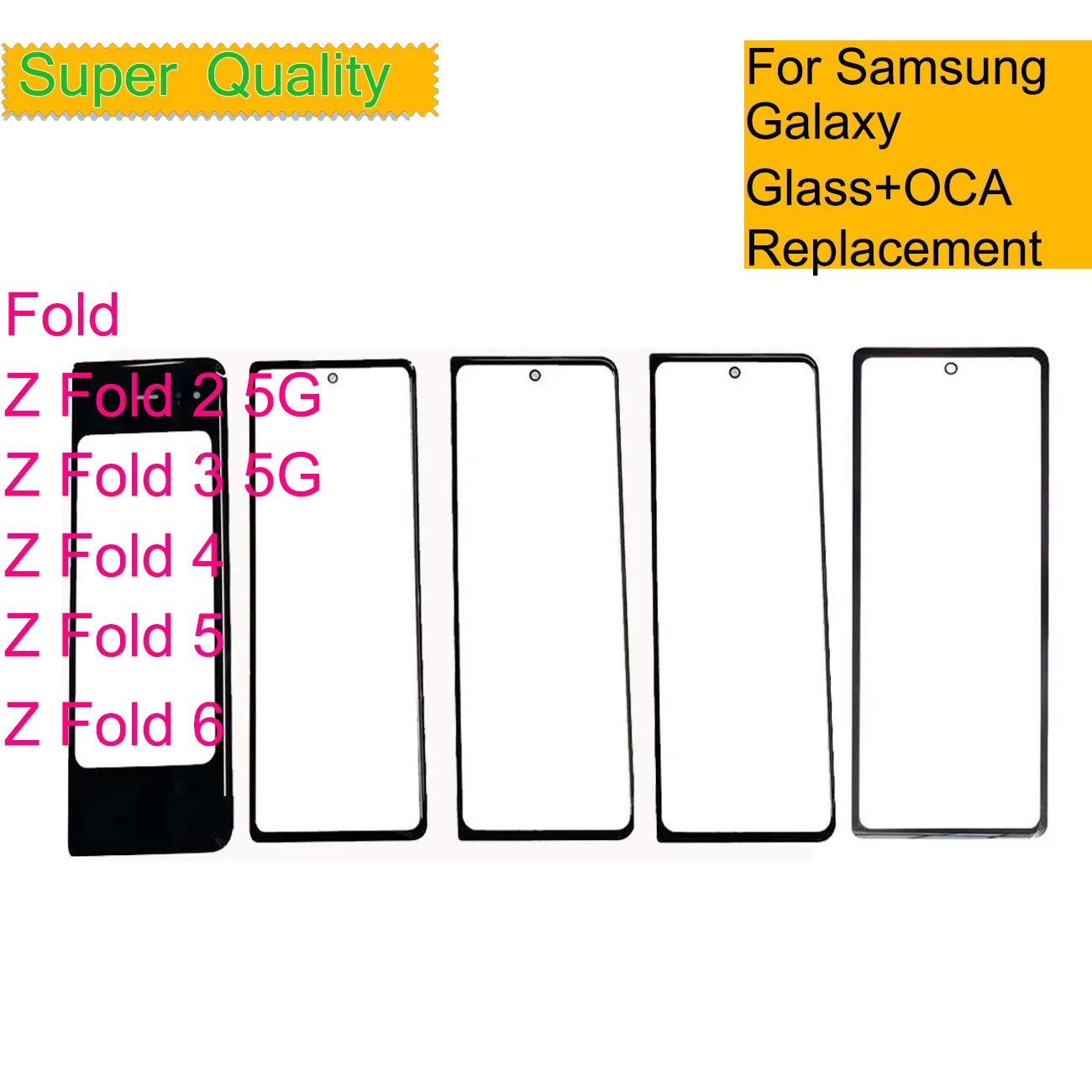 

10Pcs/Lot For Samsung Galaxy Z Fold 6 5 4 3 2 Touch Screen Panel Front Outer Glass LCD Lens For Galaxy Fold With OCA Repair