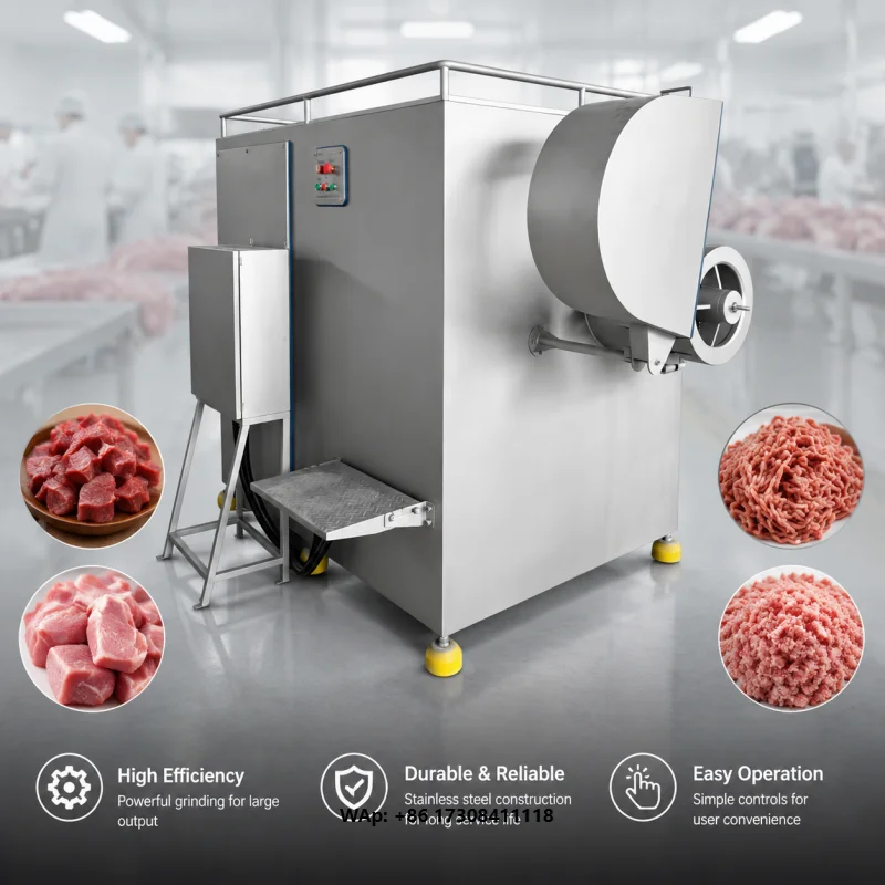 Frozen Meat Chunk Chopper Industrial Frozen Meat Grinder Machine 300-1500kg/H - Direct Feed -18°C Blocks Without Thawing