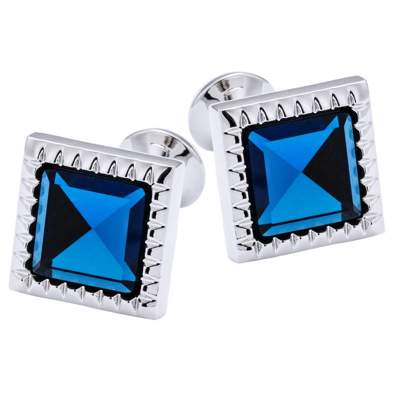 

KFLK Jewelry shirt cufflinks for mens gifts Brand cuff buttons Blue Glass cuff links TOP High Quality abotoaduras guests
