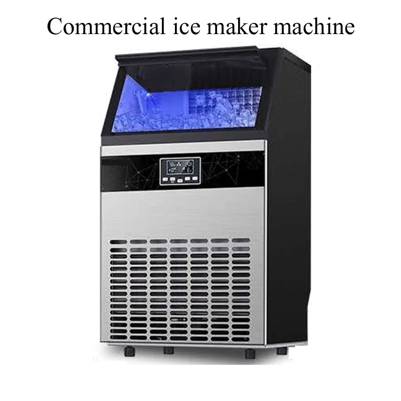110LBS/24H Commercial Ice Maker Machine With 2 Water Inlets, Freestanding with 24lbs Storage Bin, Ice Scoop & Water Filter