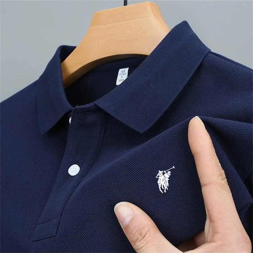 2024 Summer New Men\'s Lapel Anti-pillin Polo Shirt Embroidered Short Sleeve Casual Business Fashion Slim Fit Polo Shirt for Men