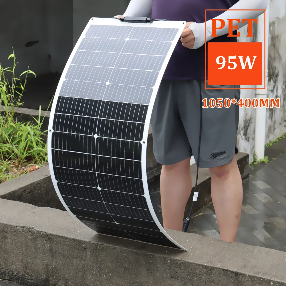 200 واط 150 واط 100 واط ETFE PET لوحة طاقة شمسية مرنة 19% 23% خلية أحادية البلورية 12 فولت شاحن بطارية سقف المنزل في الهواء الطلق تخييم RV قارب