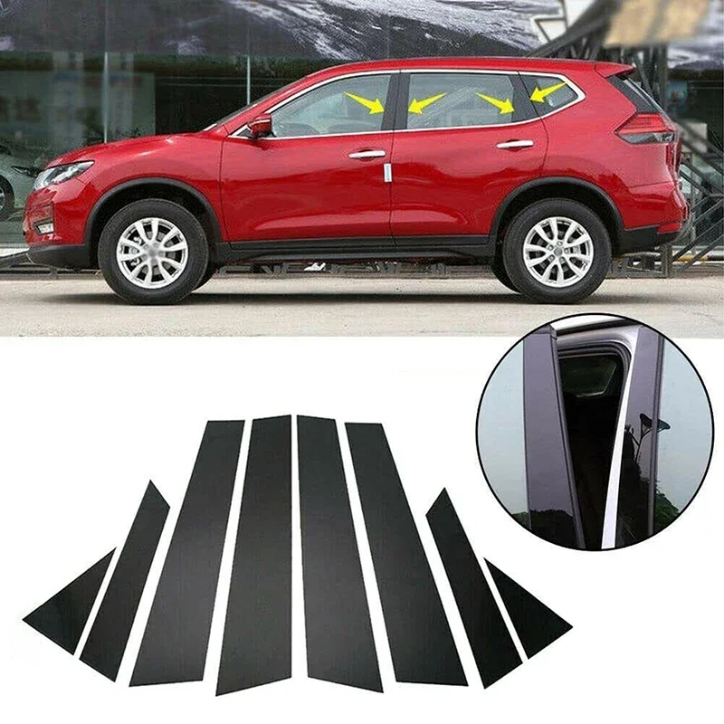 

8Pcs Gloss Black Pillar Posts Cover Fit For Nissan X-Trail Rogue T32 2014-2020 Door Window Moulding Trim Sitcker Accessories