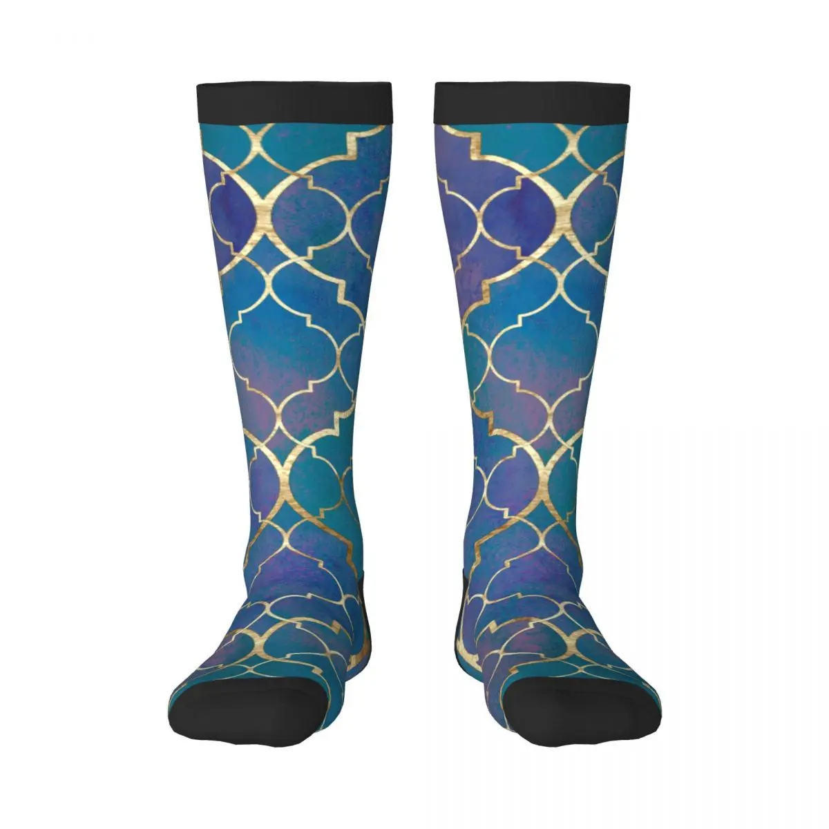 

Watercolor Geometric Moroccan Unisex High Socks for Men Women Autumn Winter
