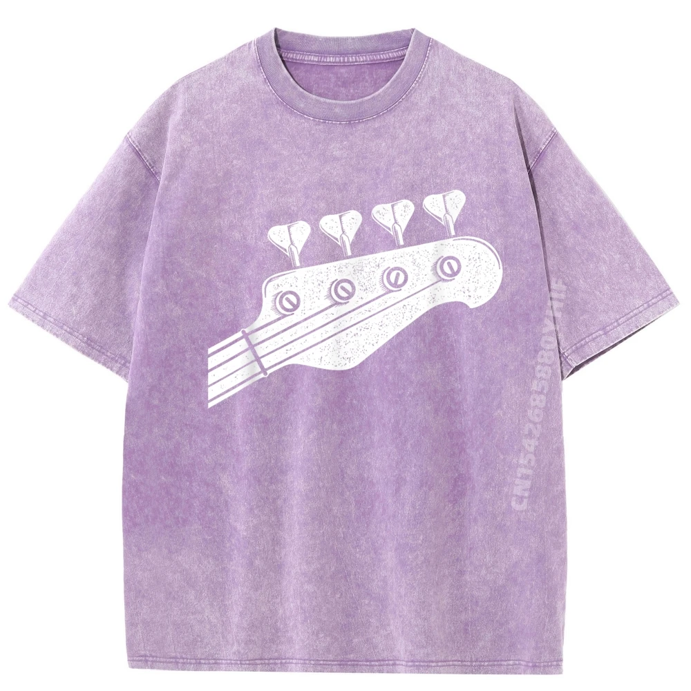 Tuning Head Bass Guitar Guitarist Men T-shirt Funny Graphic Tees Retro Washed Comfortable Tops Tees Printed Tshirts