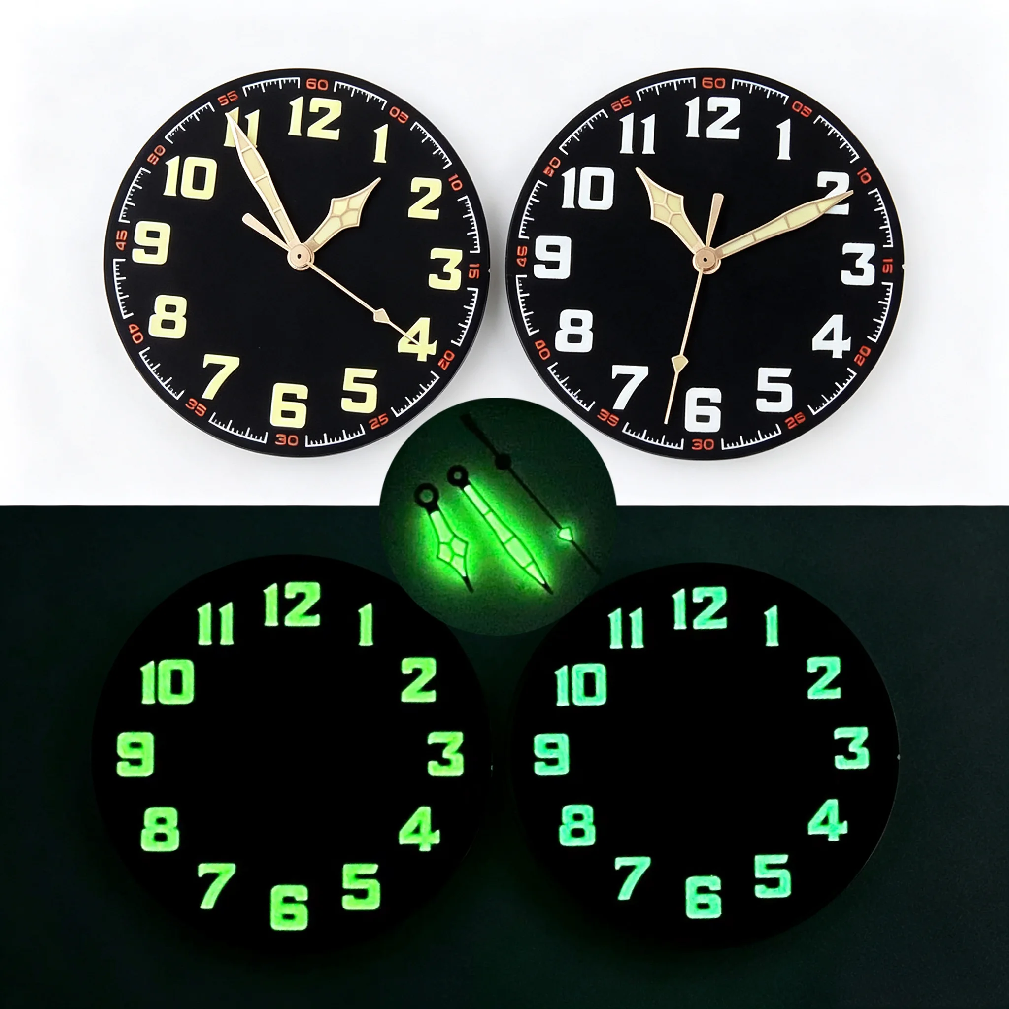 40.4mm Vintage Black Watch Dial Hands Fit For Miyota8215 821A DG2813 ST1612 ETA2824 2836 PT5000 ST2130 NH35 NH36 Arabic Numerals