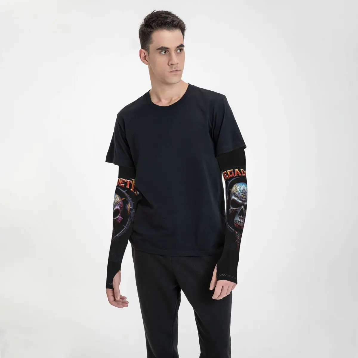 Megadeths Rock Heavy Metal Band Outdoor Arm Sleeves Sun UV Protection Cover Summer Ice Silk Cycling Tattoo Sleeves