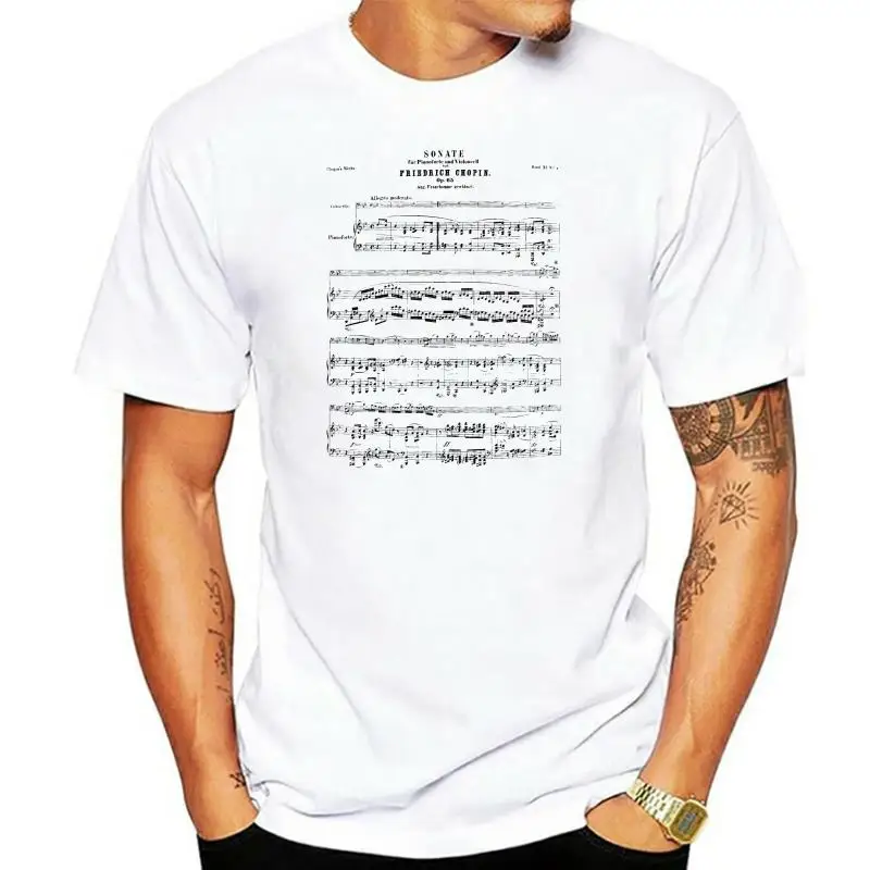 2022 Summer High Quality Men'S Street Style Men Friedrich Chopin Sheet Music T-Shirt. Sonata Classical Music Graphic Tees