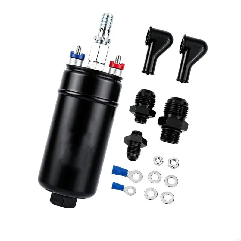 380LPH External Pump with Pump Body, Adapter Fittings, and Color Marked Terminals for Fuel System Replacement and D7YA