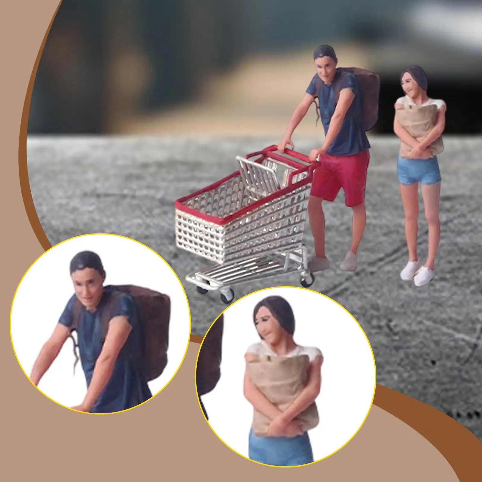 

1/64 Diorama Figures Resin Figures Colorful Shopping Couple Miniature Layout for Model Trains Railway Sets Fariy Garden