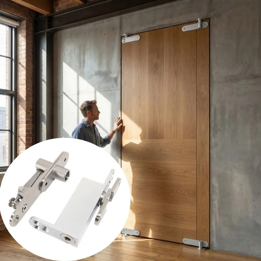 360 Degree Rotating Door Pivot Hinges Soft Close Spring Metal Heavy Duty Invisible Door Hinges Positioning Hydraulic Automatic