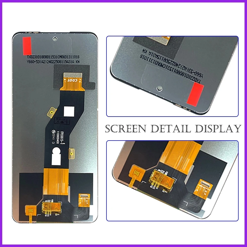 For Infinix Smart 8 X6525 LCD Display Touch Screen Digitizer Assembly Replacement Parts with Free Tempered Film Tools Glue