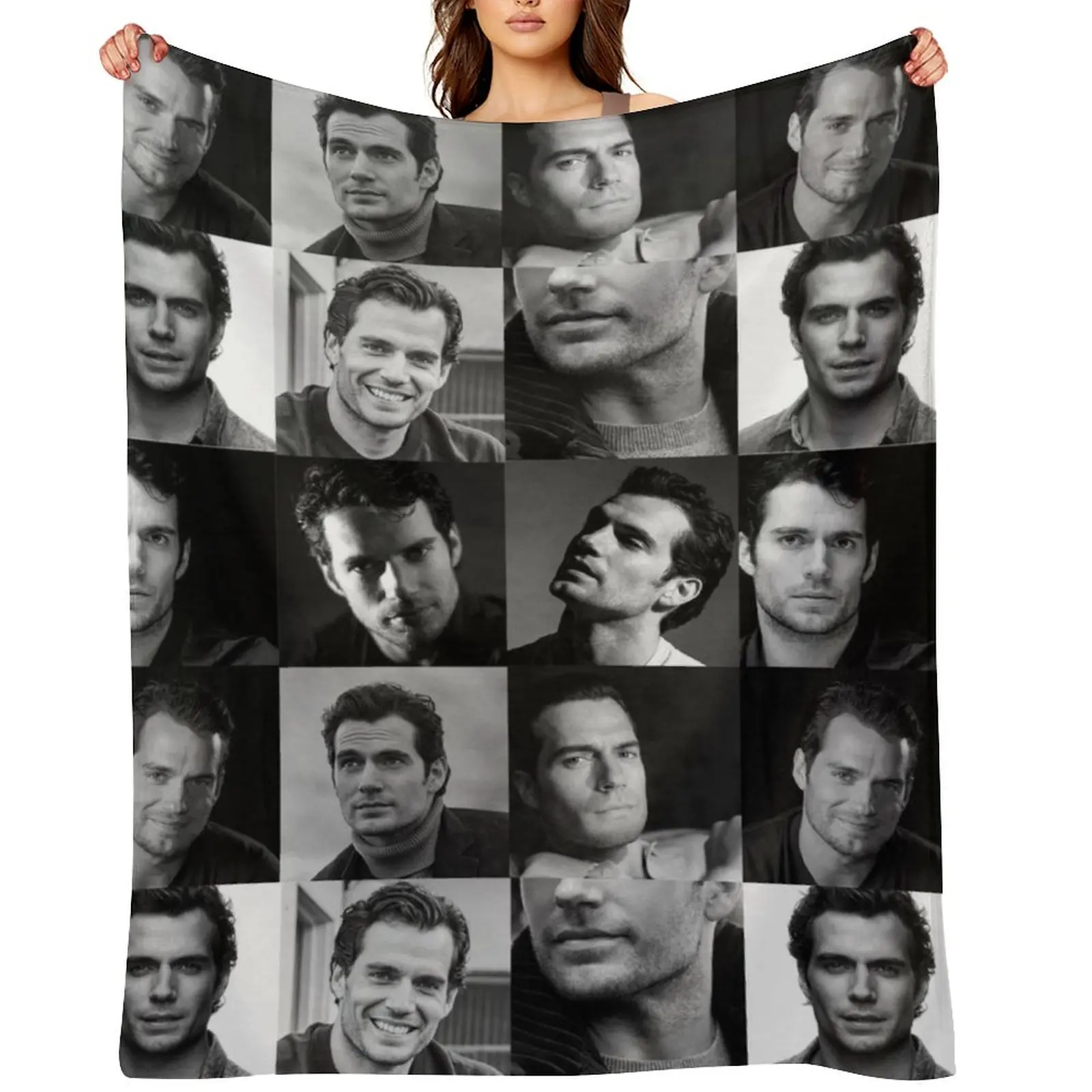 

Henry Cavill collage Black and White Throw Blanket Cute Summer Beddings Decorative Throw Large Blankets