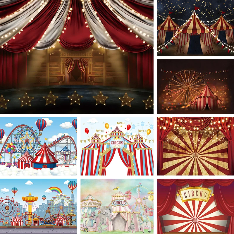 

Circus Theme Photography Background for Baby Shower Birthday Party Carnival Circo Backdrop Children Portrait Photo Studio Banner