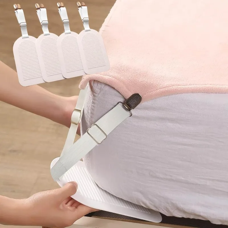 Bed Sheet Clips Adjustable Bed Sheet Holder Straps Set of 4 Elastic Fitted Bedding Clips Fasteners for Mattress Sofa Cushion