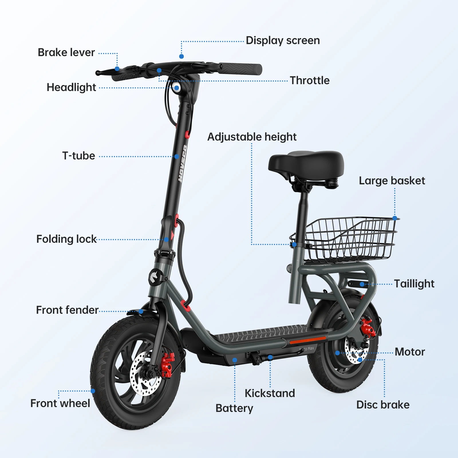 

C10A 12''*2.125 500W Folding Electric Mini Scooter with LCD Front & Rear Brake 36v Foldable Bike Supply Lithium Battery