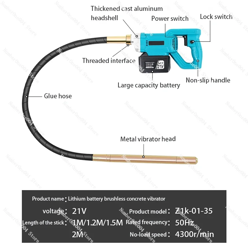 Lithium battery concrete vibrator portable small rechargeable cement vibrato