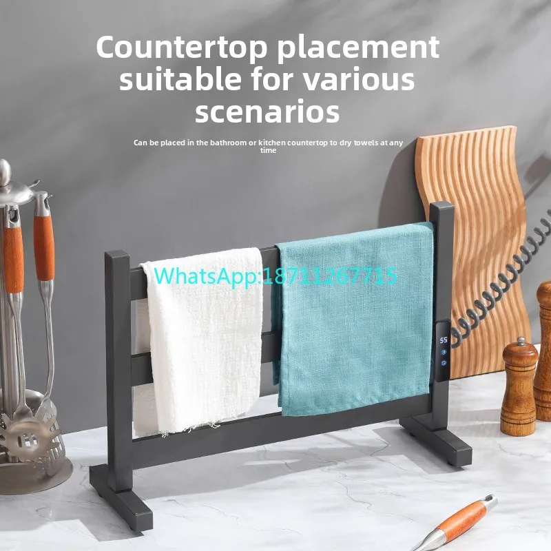 Countertop smart electric heated towel rack, kitchen cloth drying rack, balcony bathroom laundry heating rack, carbon fiber