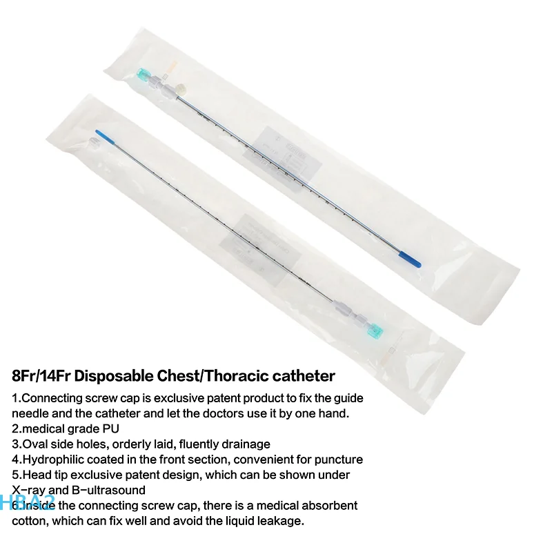 

【H】Одноразовый дренажный катетер для грудной клетки, нагрудная трубка с дренажным катетером из ПВХ, трубка для грудного дренажа, грудная трубка Fr8/Fr14