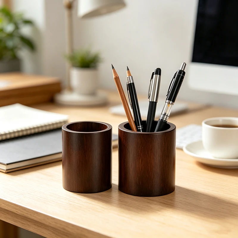 Large Bamboo Pen Holder Retro Ink Pen Storage Case Desk Writing Stationary Organizer Office School Supplies Gift