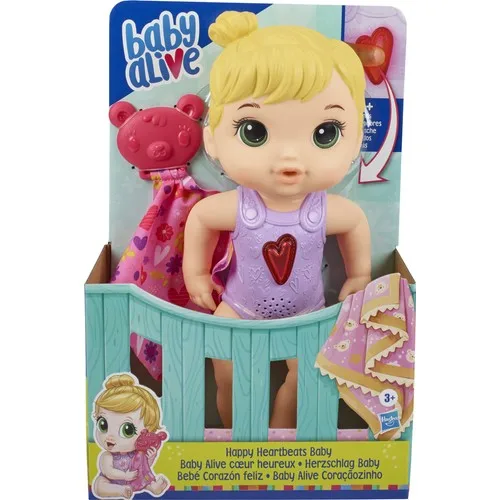 Baby Alive Happy Baby with Light Heart. Doll With over 10 baby sounds, a fun flashing heartbeat light,