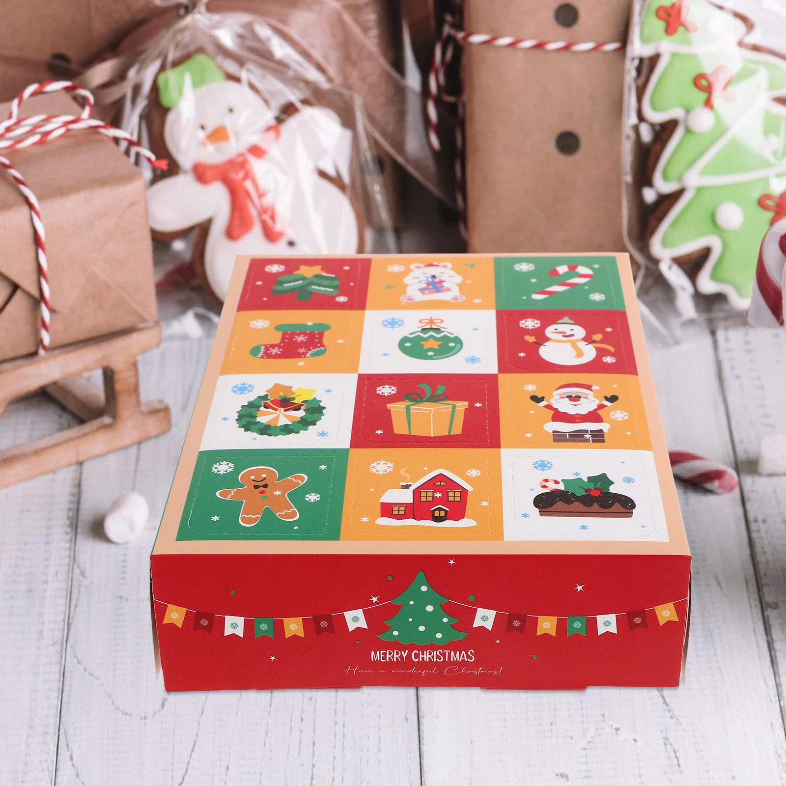 Advent Countdown Gift Boxes Surprise Empty Christmas Tree Decor Treats Wrapping Paper Pastry