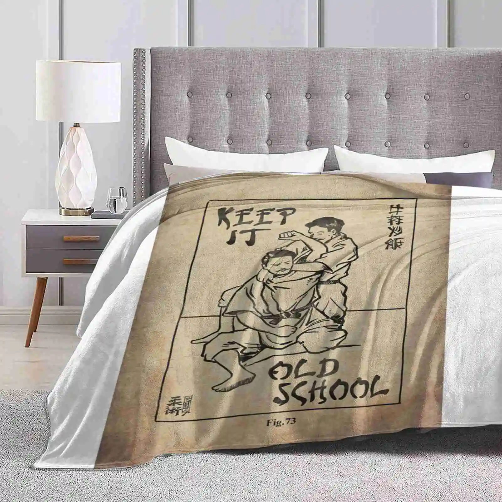 Old School Soft Warm Throw Blanket Bjj Gjj Jiujitsu Jujutsu Martial Arts Combat Fight Comic Judo Gracie Old Man Jiu Jitsu