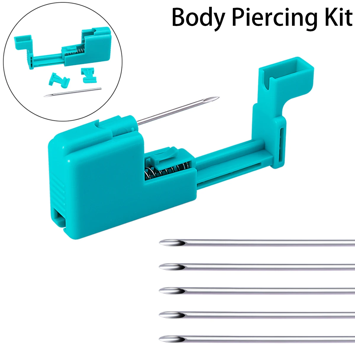 Пистолет для пирсинга губ, живота, носа, 5 игл, нержавеющая сталь, 1 шт.