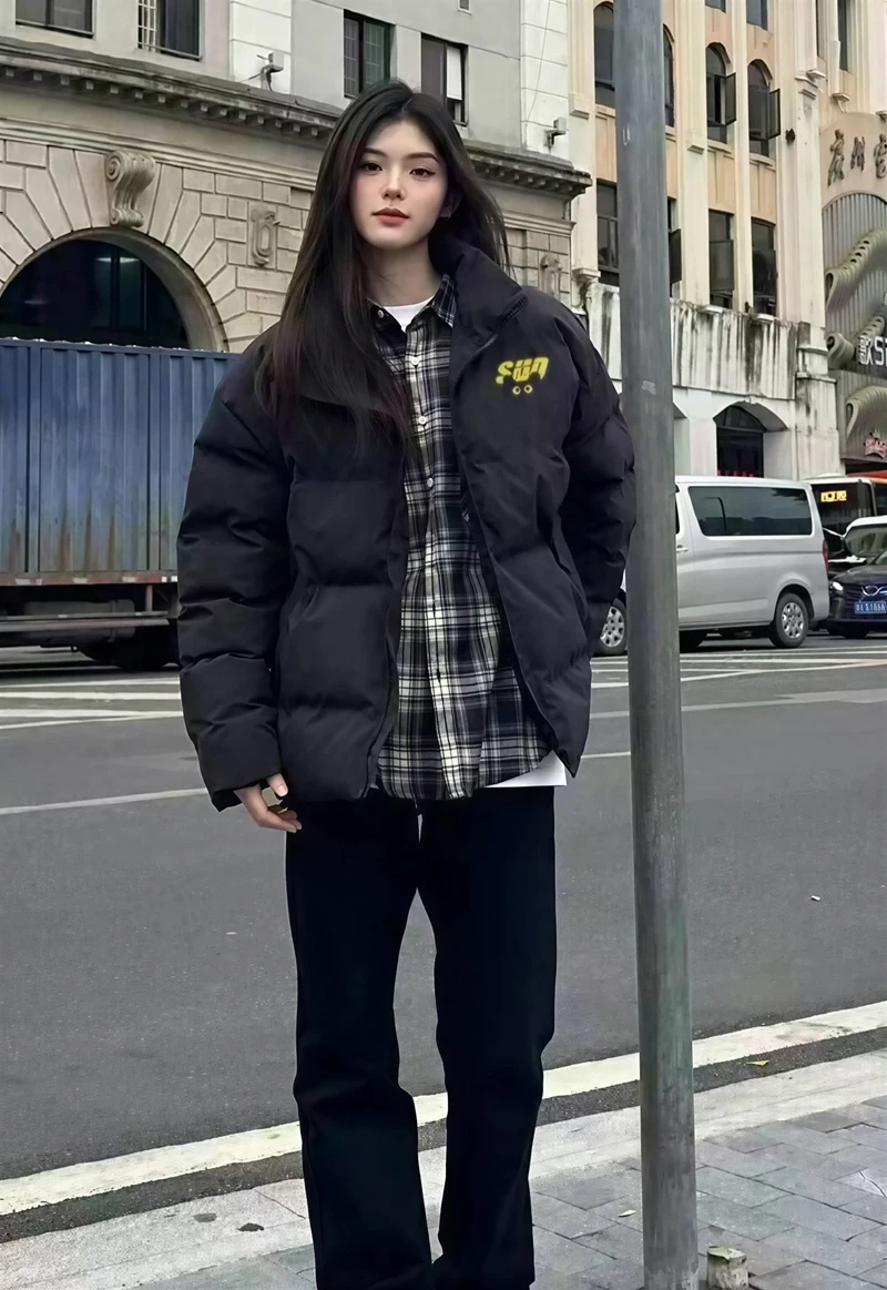 Parkas Womens Militares Autumn Linen Lining Buttoned Fitted Waist-Closed Cropped Layered O-Neck College School Uniform Preppy OL