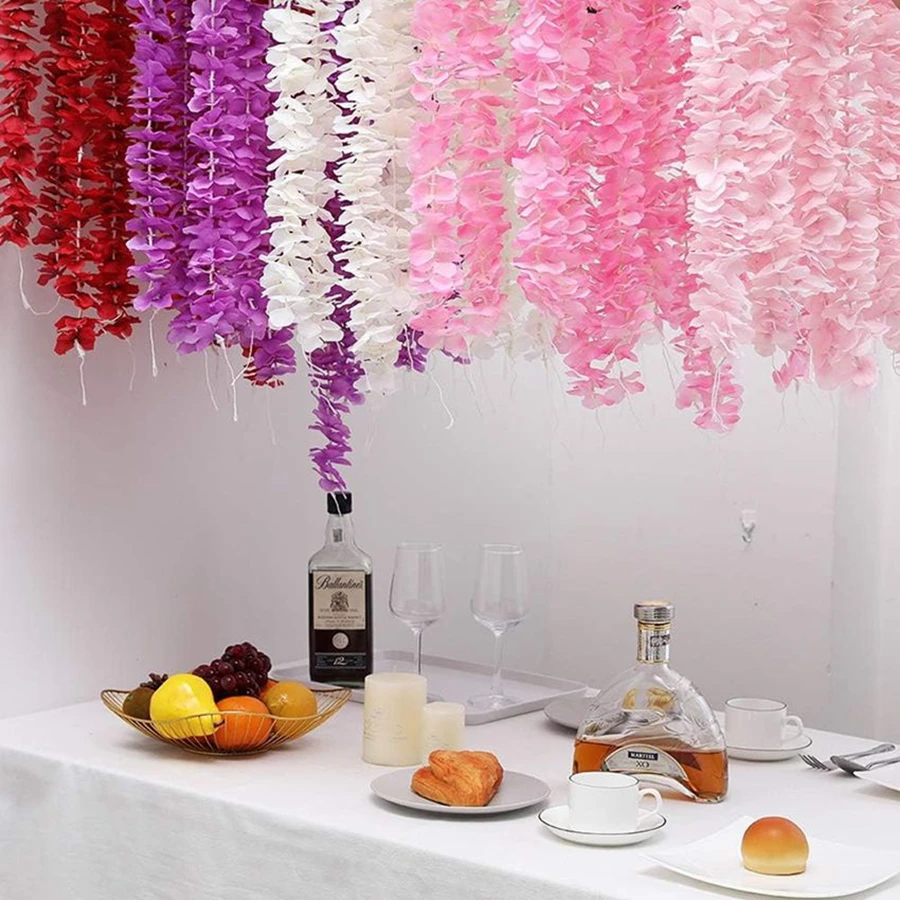 Corona de boda de flor de cerezo Artificial de seda de 100cm, arco de jardín, guirnalda de mimbre de San Valentín, decoración romántica para el hogar, caja de regalo Diy